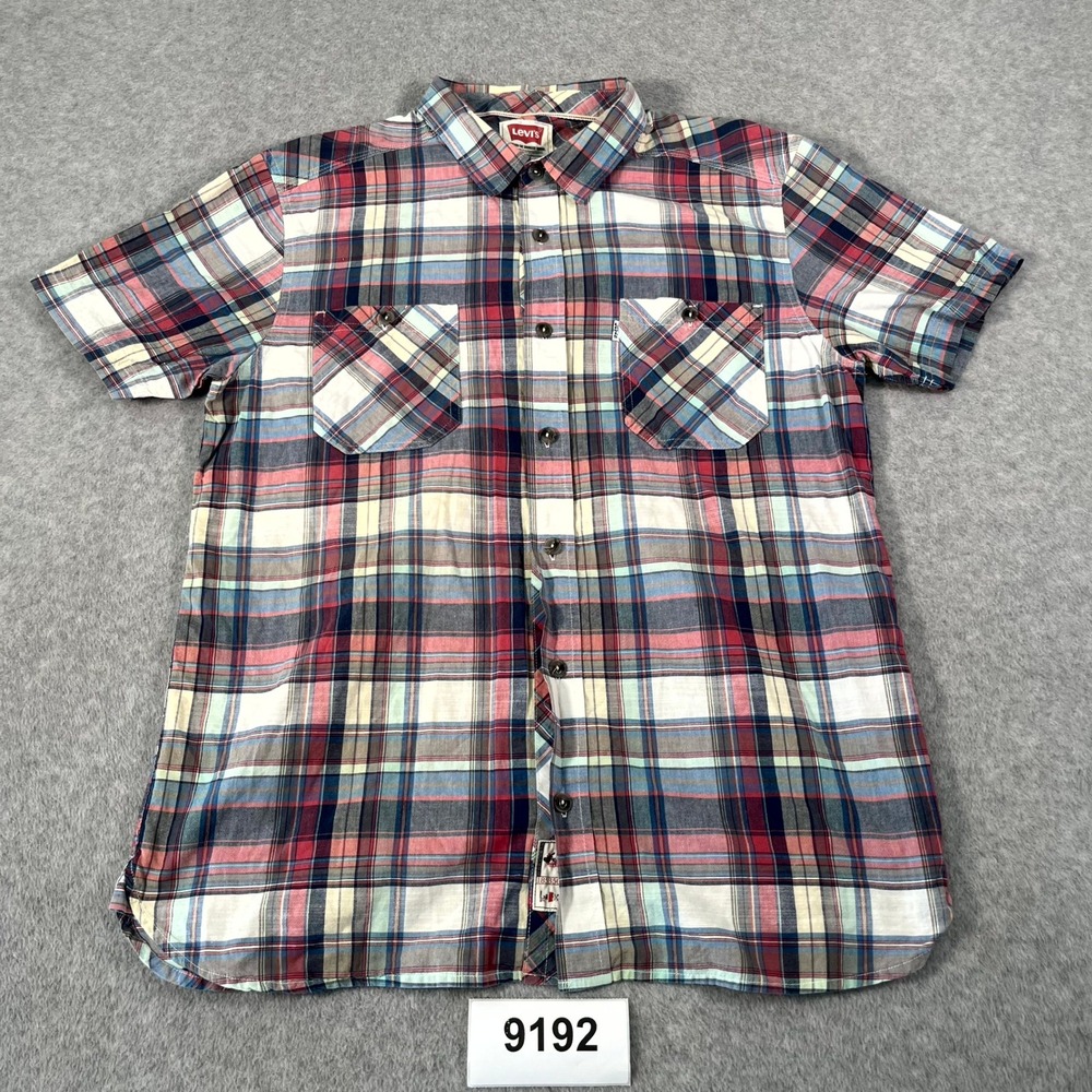 Levi's Shirt Mens XL Multicolor Plaid Short Sleeve‎ Collared Button Up Casual
